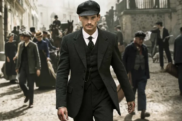 A detective walks through a bustling street in 1900 Paris in "Paris Police 1900 Season 1".